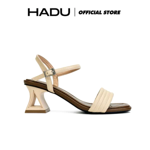 Sandal Cao Gót 5P Đế Tam Giác Sườn Kép Quai Bản Ngang HADU M5122 Da PU Cao Cấp BH 12 Tháng