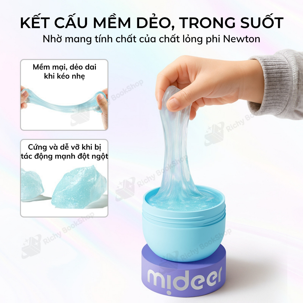 Slime trong suốt nhiều màu Mideer, đồ chơi Slime dẻo Pearly Putty an toàn cho bé