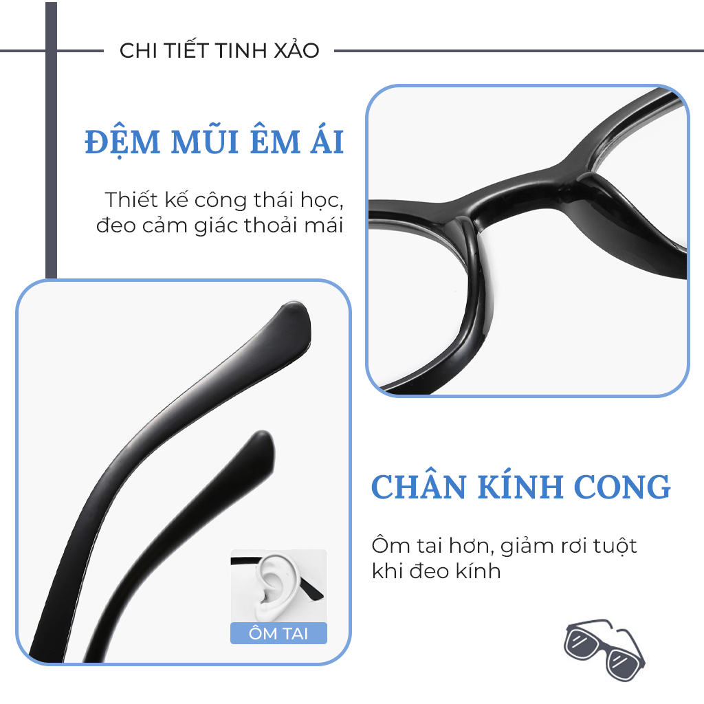 Kính mắt nữ nam mắt kính không độ chống tia UV gọng kính cận tròn mắt mèo cute phong cách Ulzzang HANASO 055