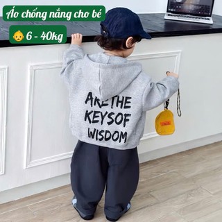 Áo Khoác Chống Nắng Cho Bé Trai Bé Gái 6–40kg – Áo Khoác Trẻ Em Cản Gió Nhẹ Có Mũ Form Rộng #bok2