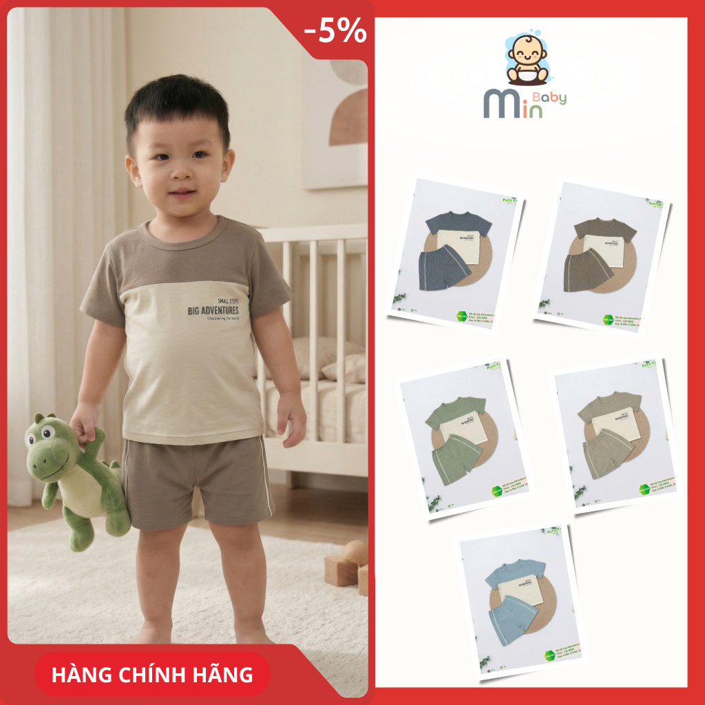 Bộ Cộc Tay Bé Trai Anminaza Vải Sợi Tre Thấm Hút Co Dãn - Hàng Chính Hãng AMI0385