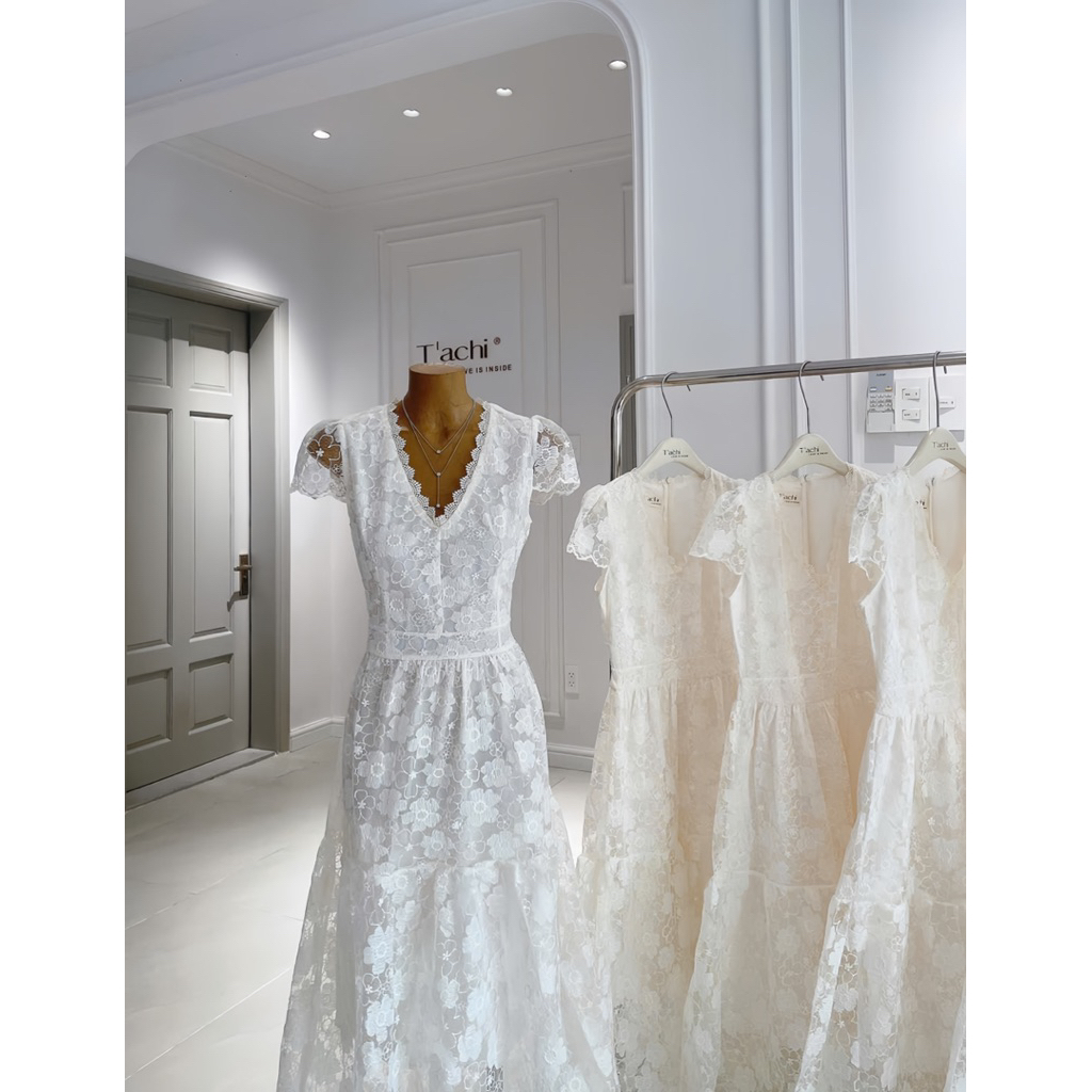 LASY Thời Trang Nữ| Đầm Váy Xoè Cổ V Chất Dệt Hoa Cao Cấp - Đầm Xinh Đi Tiệc Đi Chơi - P1124