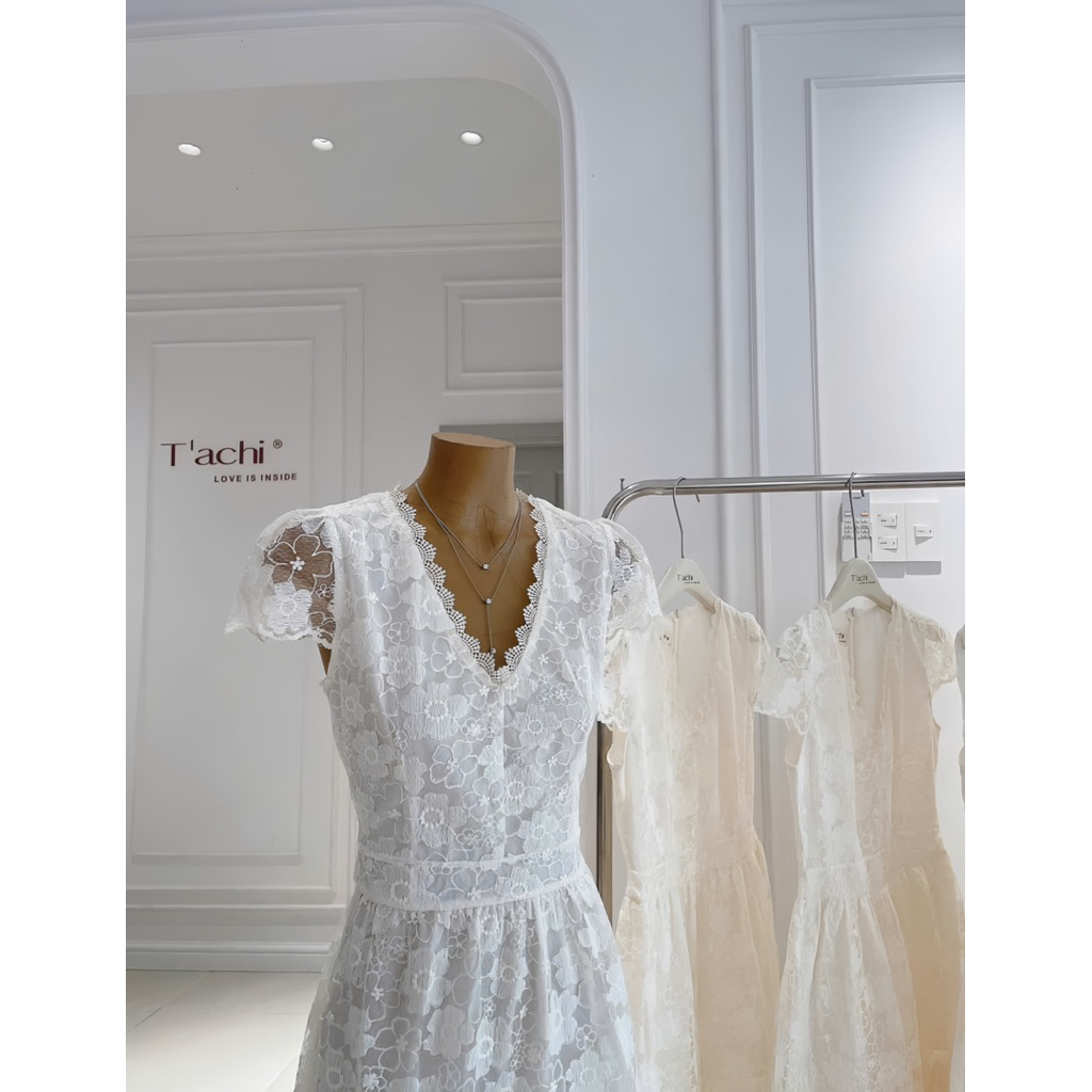 LASY Thời Trang Nữ| Đầm Váy Xoè Cổ V Chất Dệt Hoa Cao Cấp - Đầm Xinh Đi Tiệc Đi Chơi - P1124