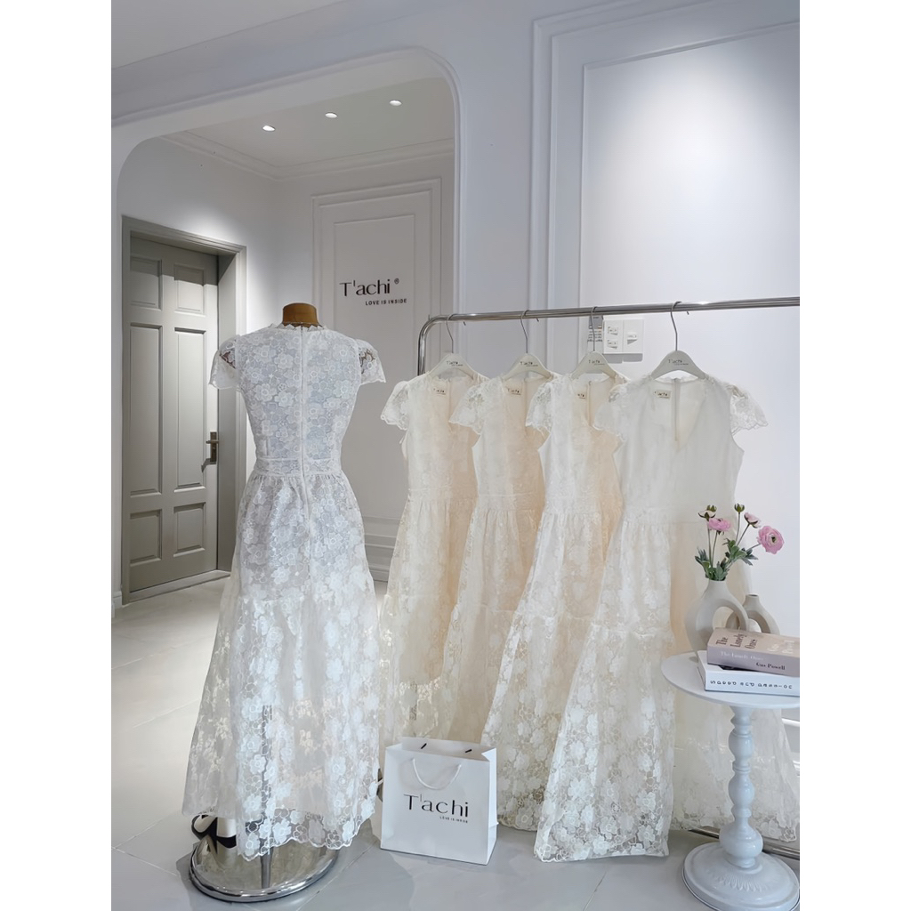 LASY Thời Trang Nữ| Đầm Váy Xoè Cổ V Chất Dệt Hoa Cao Cấp - Đầm Xinh Đi Tiệc Đi Chơi - P1124