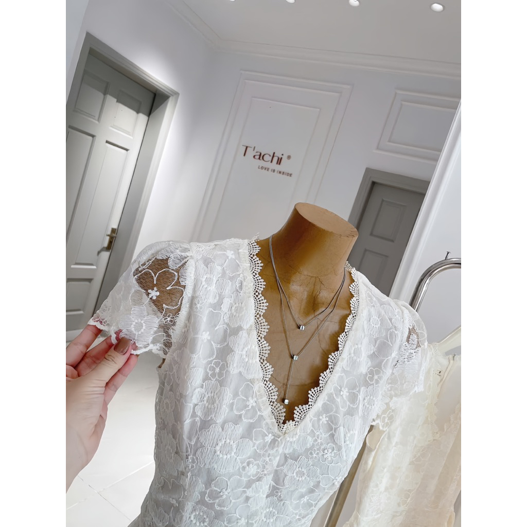 LASY Thời Trang Nữ| Đầm Váy Xoè Cổ V Chất Dệt Hoa Cao Cấp - Đầm Xinh Đi Tiệc Đi Chơi - P1124