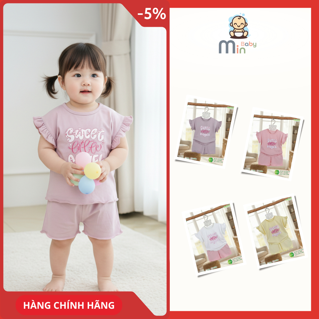 Bộ cộc vai trễ tay bèo bé gái Anminaza Vải Sợi Tre Petit Thấm Hút Thoáng Mát - Hàng Chính Hãng AMIA0513