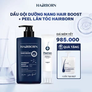 Combo Giảm Rụng & Hỗ Trợ Mọc Tóc Hair-Boost + Lăn Tóc HairBorn | Tặng Cốc Tạo Bọt
