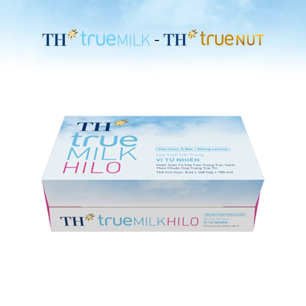Combo 1 Thùng sữa tươi tiệt trùng TH true Milk HILO và 1 Thùng sữa hạt óc chó TH true Nut 180ml x 96 hộp