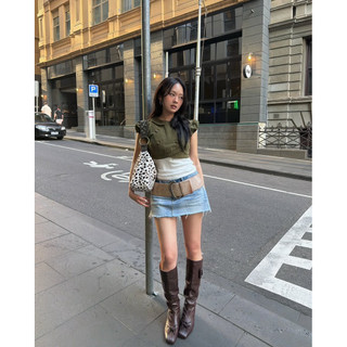 Le rouge | Charlotte top - Áo sơ mi kaki croptop 2 hàng cúc retro Âu Mỹ