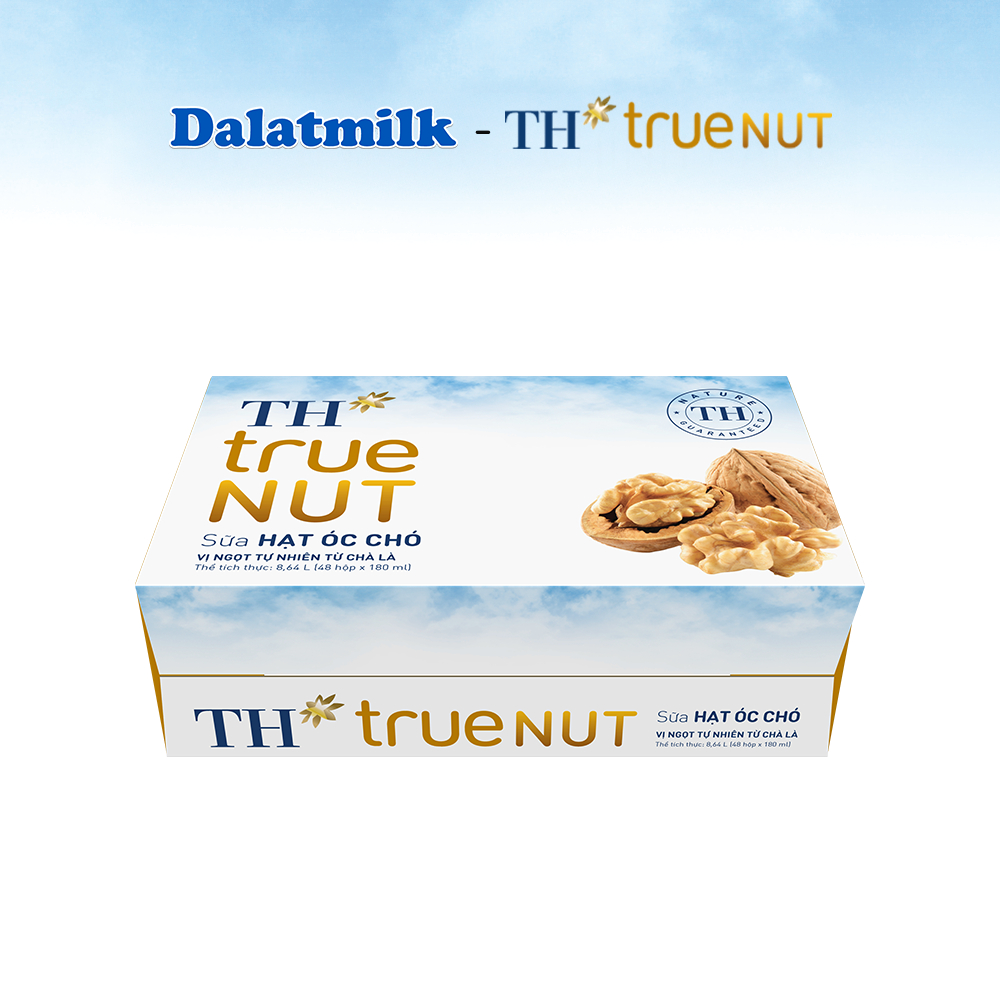 Combo 1 Thùng sữa tươi tiệt trùng ít đường Dalatmilk và 1 Thùng sữa hạt hạnh nhân TH true Nut 180ml x 96 hộp
