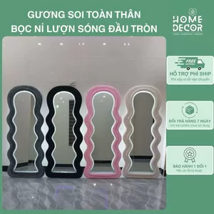 Gương Toàn Thân Bọc Nỉ Lượn Sóng Đầu Tròn Elite Homes