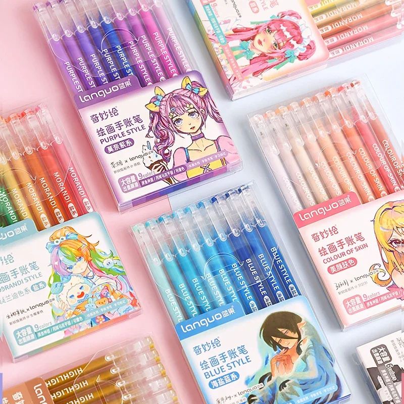 Bút Mực Gel Mesibo Nhiều Màu, Bộ 9 Bút Màu, Bút Vẽ Ngòi 0.5mm, Sinh Viên Tranh Sổ Tay Graffiti Bút Đánh Dấu
