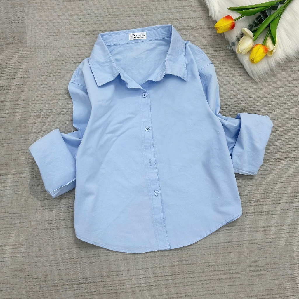 Áo Sơ Mi Nữ Tay Dài Form Dáng Vừa Chẩt Vải Kaki Cotton (864) Có Thêu Hình Ngựa Nhiều Màu Freesize