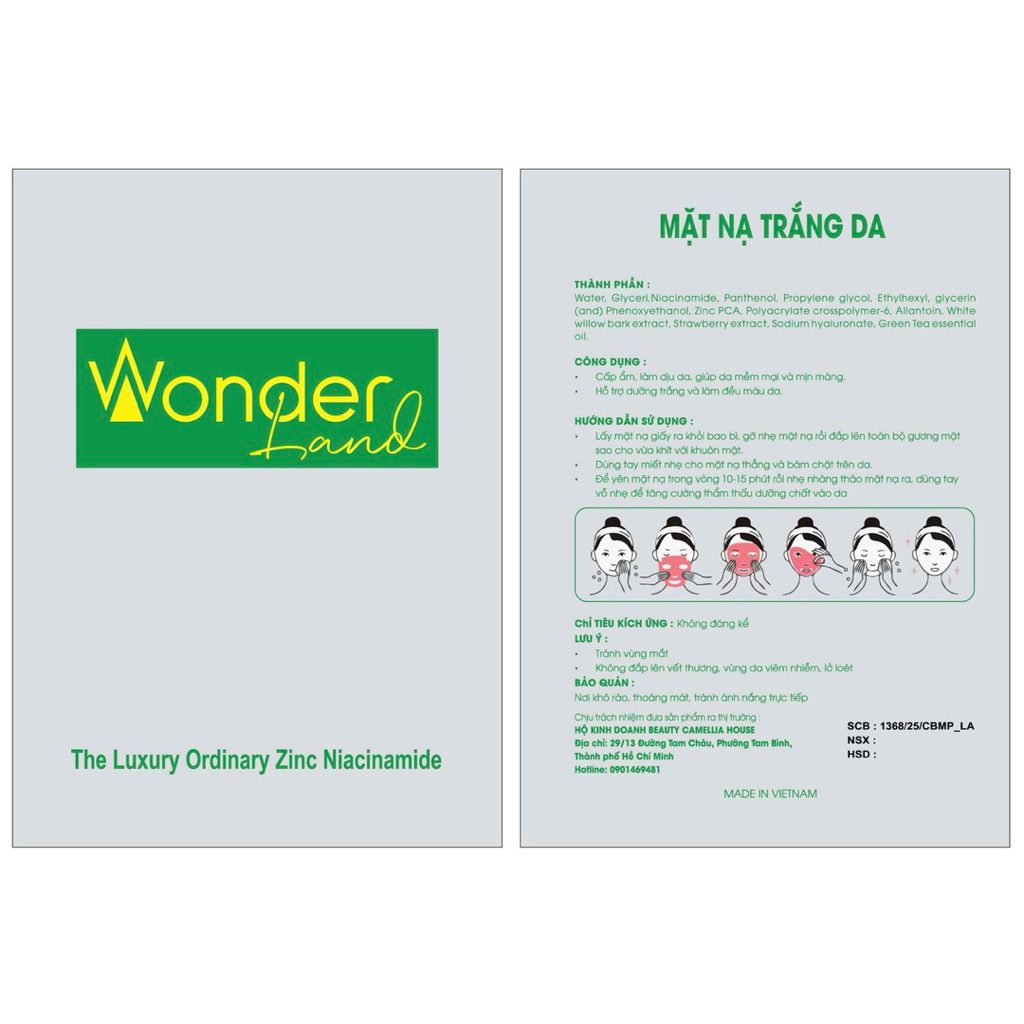 Mask Serum dưỡng da giảm mụn sáng da Niacinamide + Zinc dòng cao cấp The luxury Ordinary ZinC Niacinamide - Wonder Land