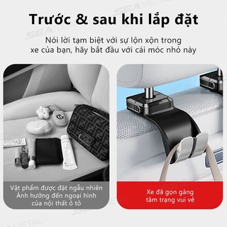 SEAMETAL Giá Đỡ Đầu Ô Tô Móc Cao Cấp ABS Ghế Sau Treo Móc Kép 20KG Lớn Chịu Lực Đa Năng