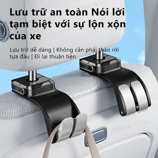 SEAMETAL Giá Đỡ Đầu Ô Tô Móc Cao Cấp ABS Ghế Sau Treo Móc Kép 20KG Lớn Chịu Lực Đa Năng
