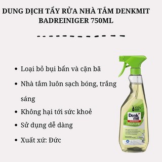 Chai xịt tẩy rửa nhà tắm đa năng Denkmit Đức vệ sinh thiết bị phòng tắm lavabo sen vòi vách kính bồn tắm wc 750ml