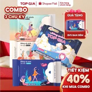[Combo 3 Chu Kỳ] Băng Vệ Sinh TopGia An Tâm Chu Kỳ Dài, Siêu Mềm Mại, Thấm Hút Tốt, Chống Tràn Ngược