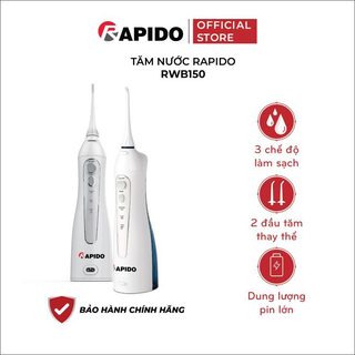 Máy Tăm Nước Cầm Tay Rapido RWB300 Công nghệ Đức, Lực Nước Mạnh Sạch Mảng Bám Tiện Lợi Du Lịch Chính Hãng BH 12 tháng