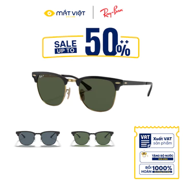KÍNH MÁT UNISEX RAYBAN 0RB3716, Kính Mát Kim Loại, Kính Mát Vuông, Kính Mát Thời Trang, Mắt Kính Chính Hãng Mắt Việt