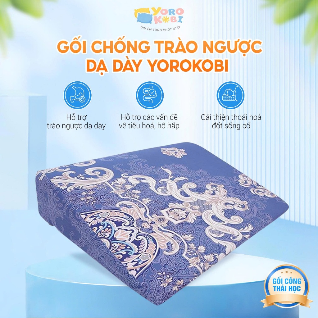 Gối chống trào ngược dạ dày YOROKOBI cao 16cm bo tròn dỉnh chống thoái hóa vai gáy