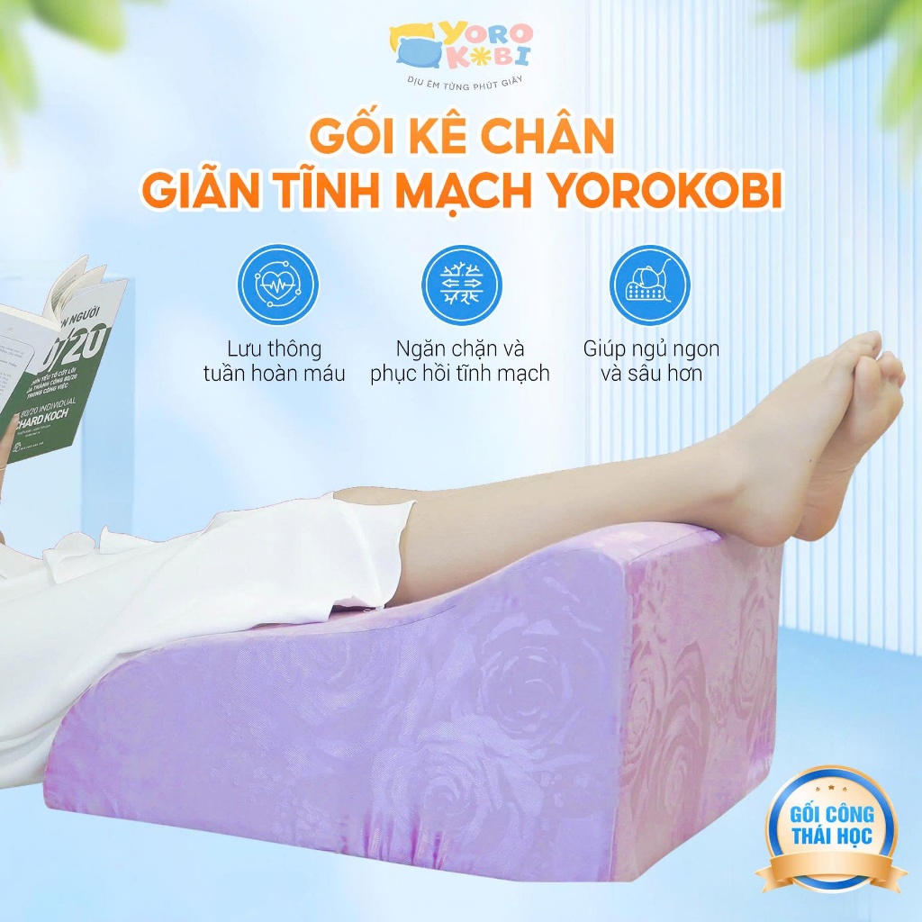 Gối Kê Chân Giãn Tĩnh Mạch Yorokobi 28cm – Hỗ Trợ Lưu Thông Máu, Giảm Tê Mỏi Chân