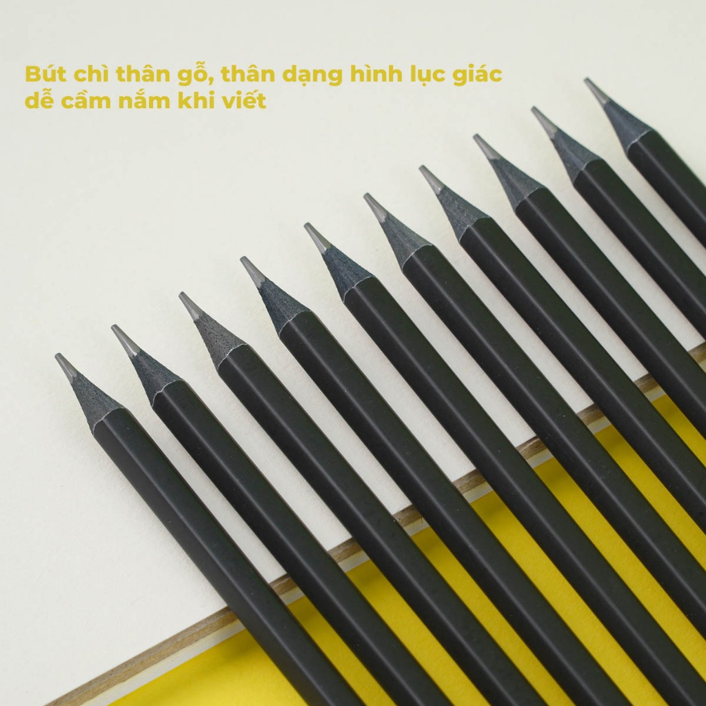 Hộp 10 Bút Chì NoiR Classmate Bút Chì 2B Đậm Chuẩn 2B Ngòi Chì Cứng Khó Gãy Chì Mịn Bé Tập Viết, Học Sinh Tô Trắc Nghiệm