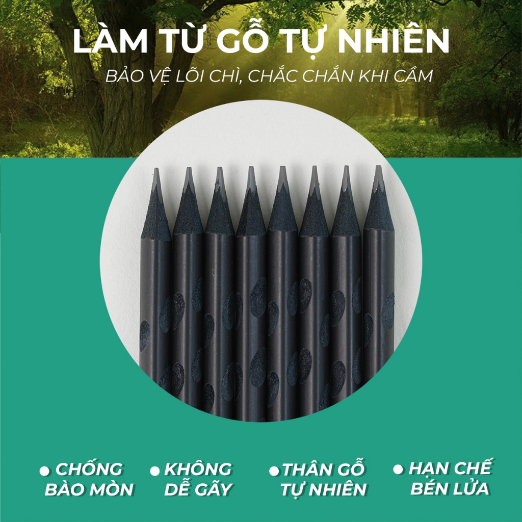Hộp 10 Bút Chì NoiR Classmate Bút Chì 2B Đậm Chuẩn 2B Ngòi Chì Cứng Khó Gãy Chì Mịn Bé Tập Viết, Học Sinh Tô Trắc Nghiệm