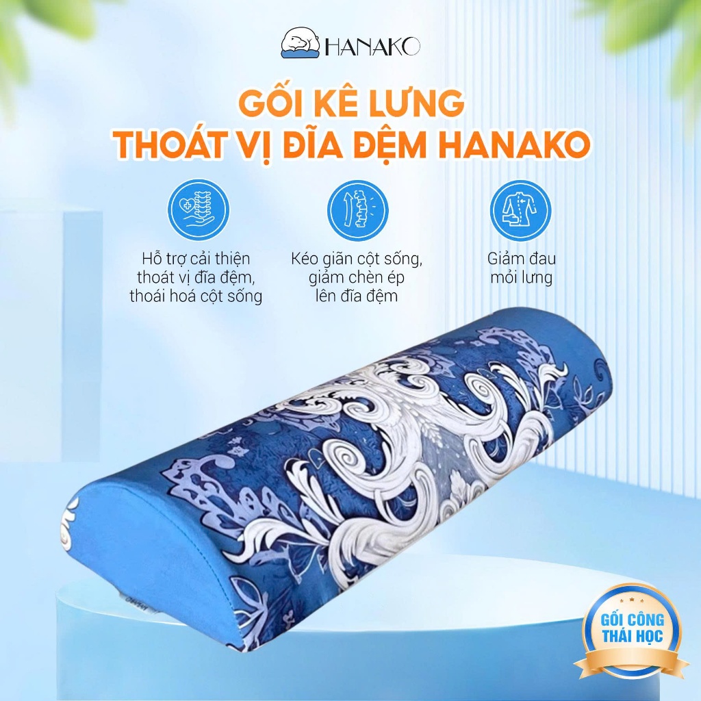 Gối Kê Lưng Hanako Cao Cấp – Hỗ Trợ Giảm Đau Mỏi Thắt Lưng, Hỗ Trợ Thoát Vị Đĩa Đệm