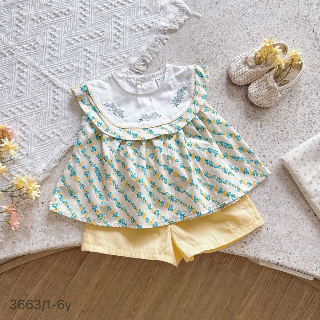 Set váy và bộ bé gái mùa hè OP chất thô cotton mềm mát, họa tiết xinh xắn, size 1-6 tuổi (9-26kg)