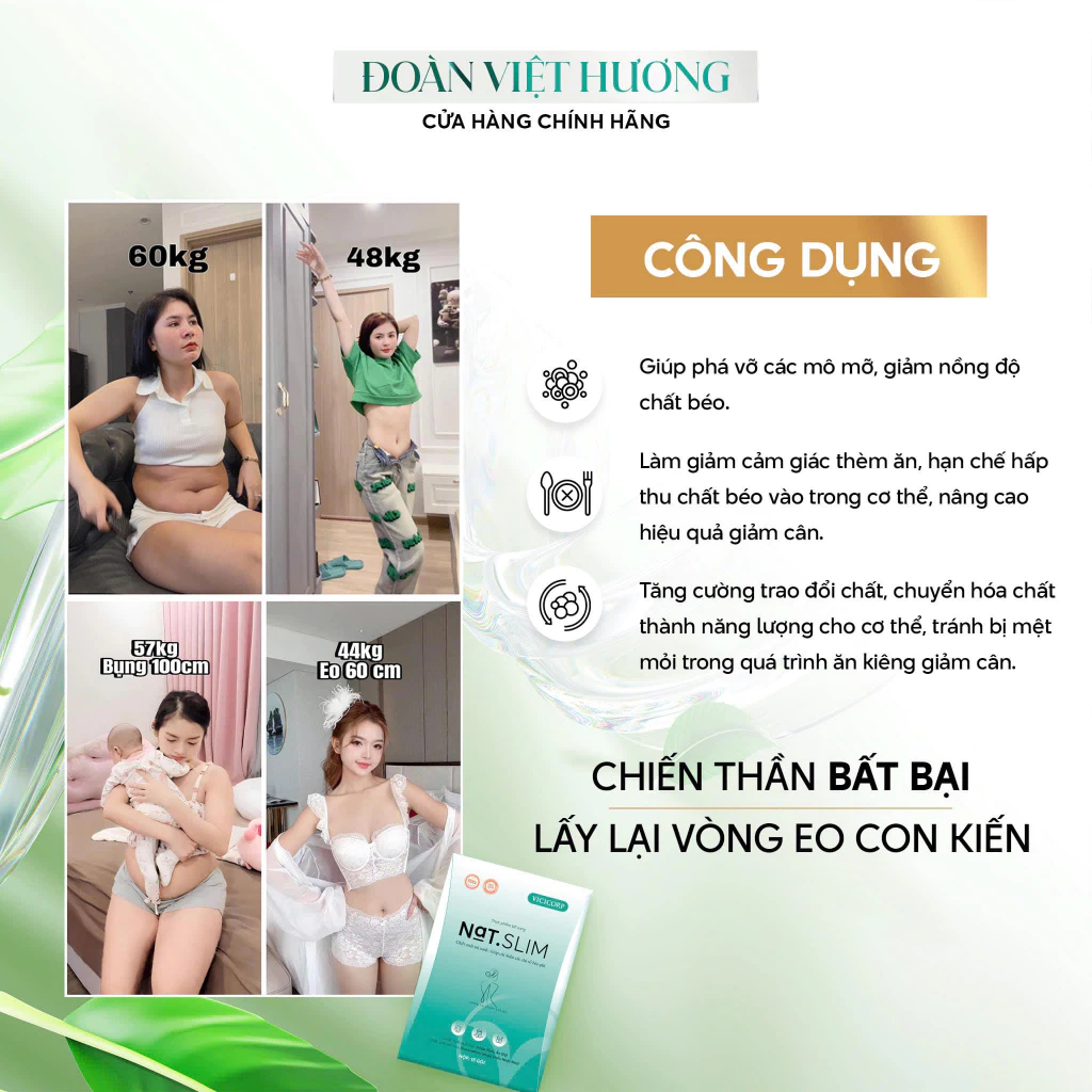 Giảm Cân Nat Slim Chính Hãng ViCiCorp, Nat.Slim Giảm Cân hiệu quả tặng 30 Viên An Toàn Chính Hãng
