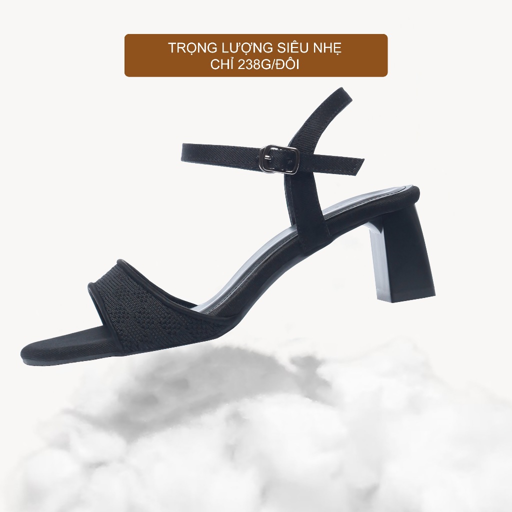 CORII - Giày Sandal Cao Gót Quai Ngang Mũi Tròn Bản Nhỏ Thời Trang và Thoải Mái Nhất - CR6LME1 Đen
