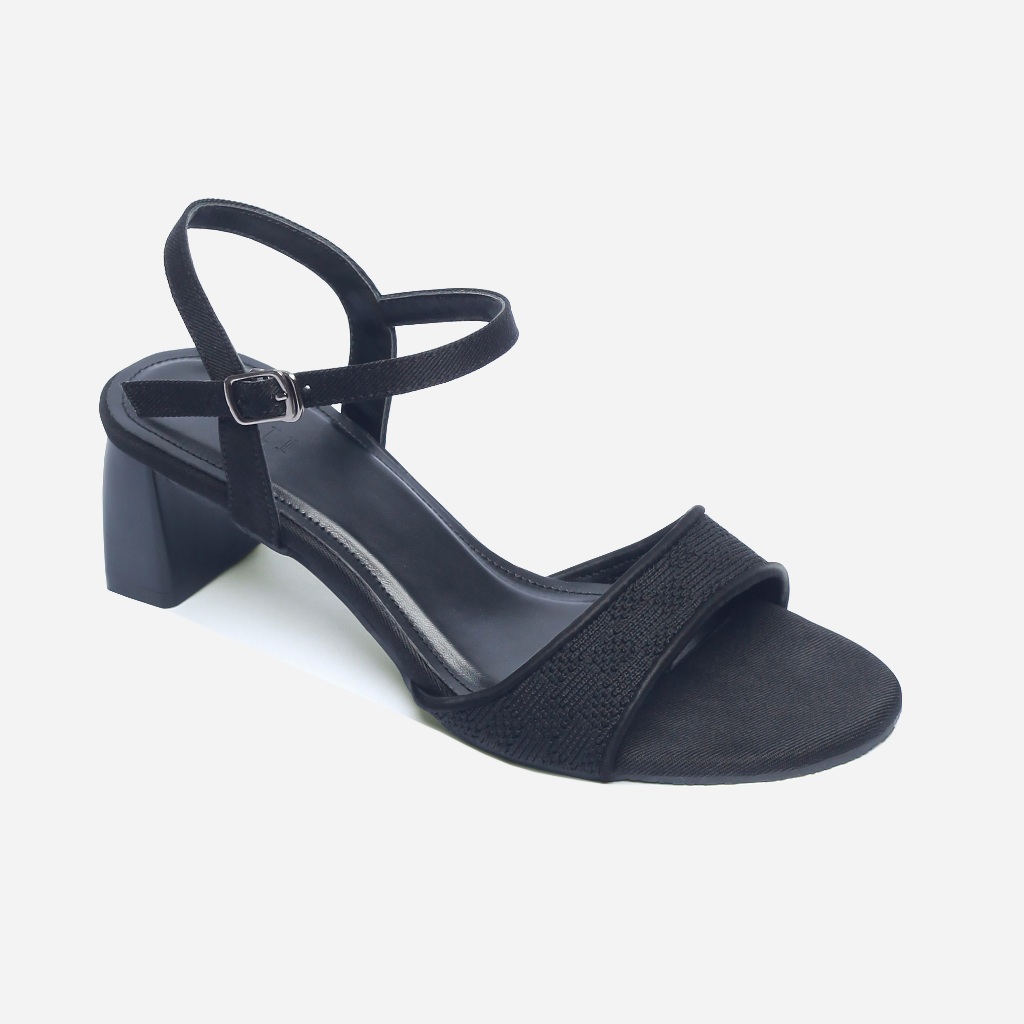 CORII - Giày Sandal Cao Gót Quai Ngang Mũi Tròn Bản Nhỏ Thời Trang và Thoải Mái Nhất - CR6LME1 Đen