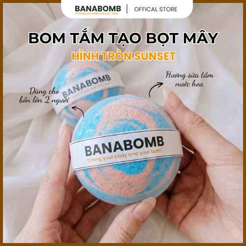 Bom Tắm Tạo Bọt Mây Bồn Tắm Hình Tròn Sunset BANABOMB Dưỡng Da Mịn