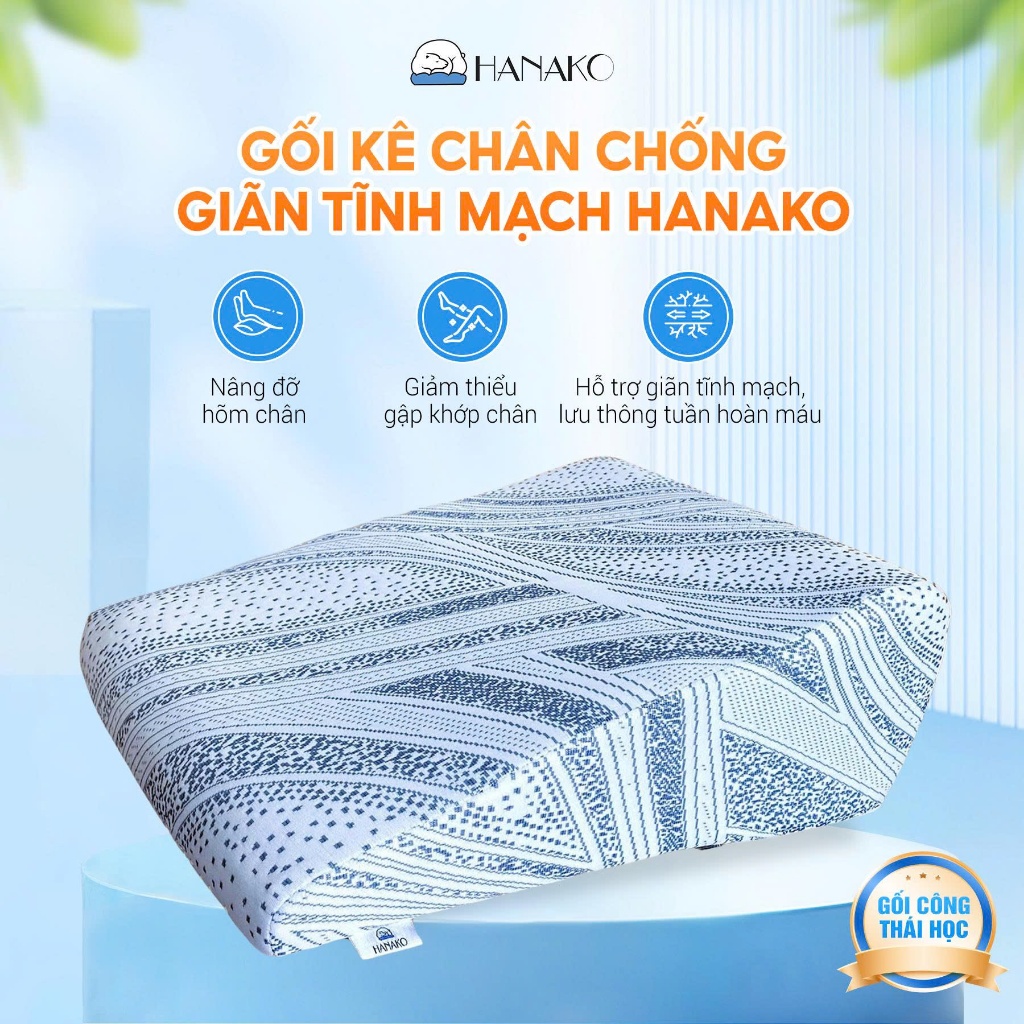 Gối Kê Chân HANAKO 22cm – Gối Kê Chân Chuyên Dụng Giảm Tê Mỏi, Hỗ Trợ Tuần Hoàn