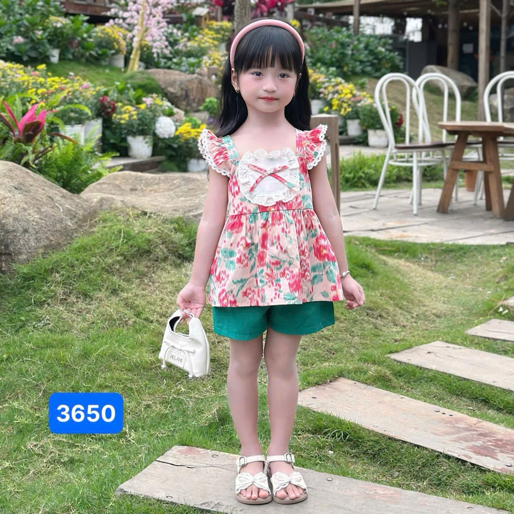 Set đồ bé gái mùa hè OP 1-6Y (9-26kg) – quần áo trẻ em chất mát, co giãn nhẹ, họa tiết đáng yêu mặc hè