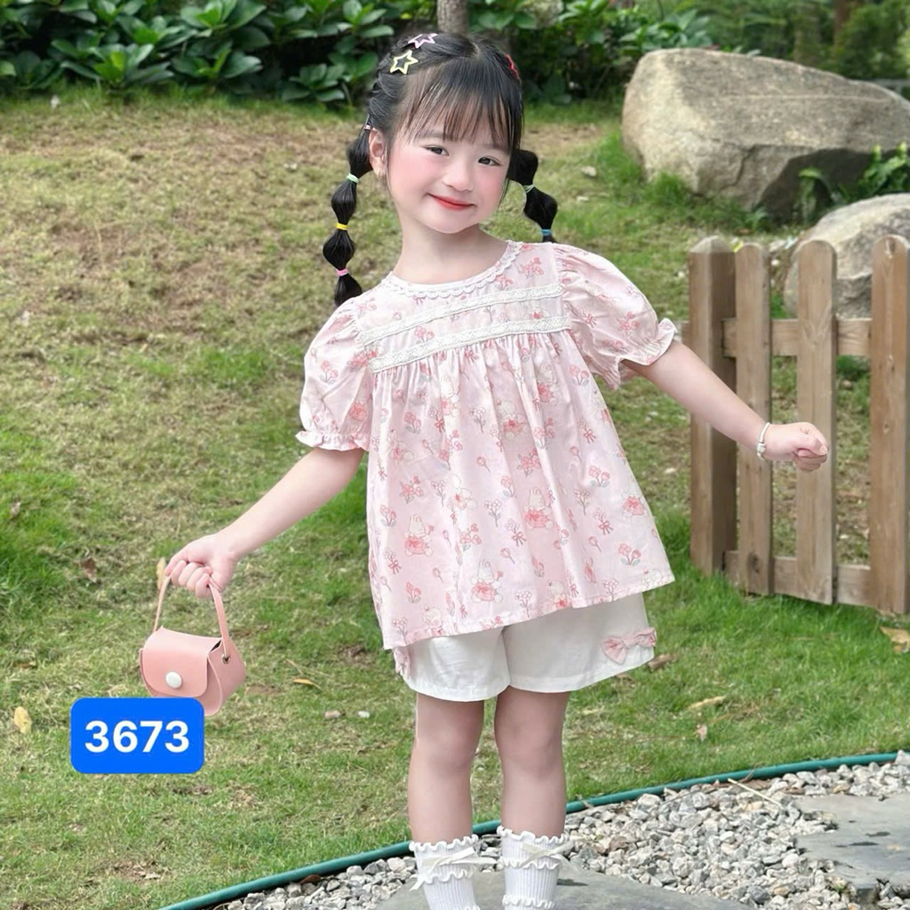 Set đồ bé gái mùa hè OP 1-6Y (9-26kg) – quần áo trẻ em chất mát, co giãn nhẹ, họa tiết đáng yêu mặc hè