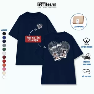 Áo Thun Form Rộng In Ảnh và Tên Hình Trái Tim Cotton 100% 250gsm + CÓ HỘP