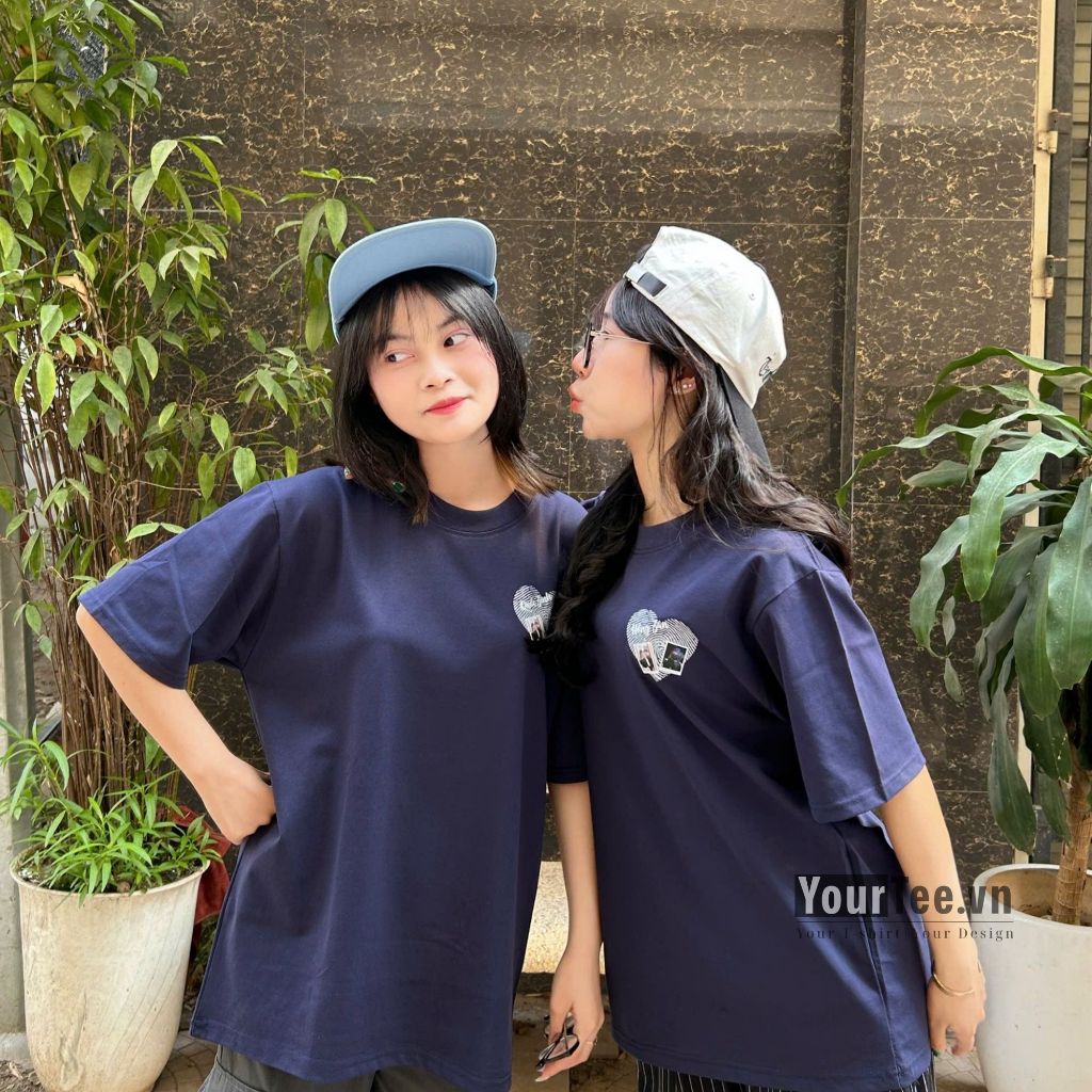 [ÁO THUN UNISEX VÂN TAY] Áo Thun Form Rộng In Ảnh và Tên Hình Trái Tim Cotton 100% 250gsm + CÓ HỘP