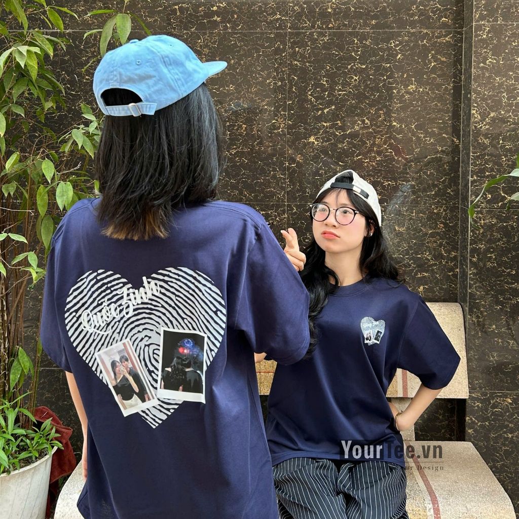 [ÁO THUN UNISEX VÂN TAY] Áo Thun Form Rộng In Ảnh và Tên Hình Trái Tim Cotton 100% 250gsm + CÓ HỘP