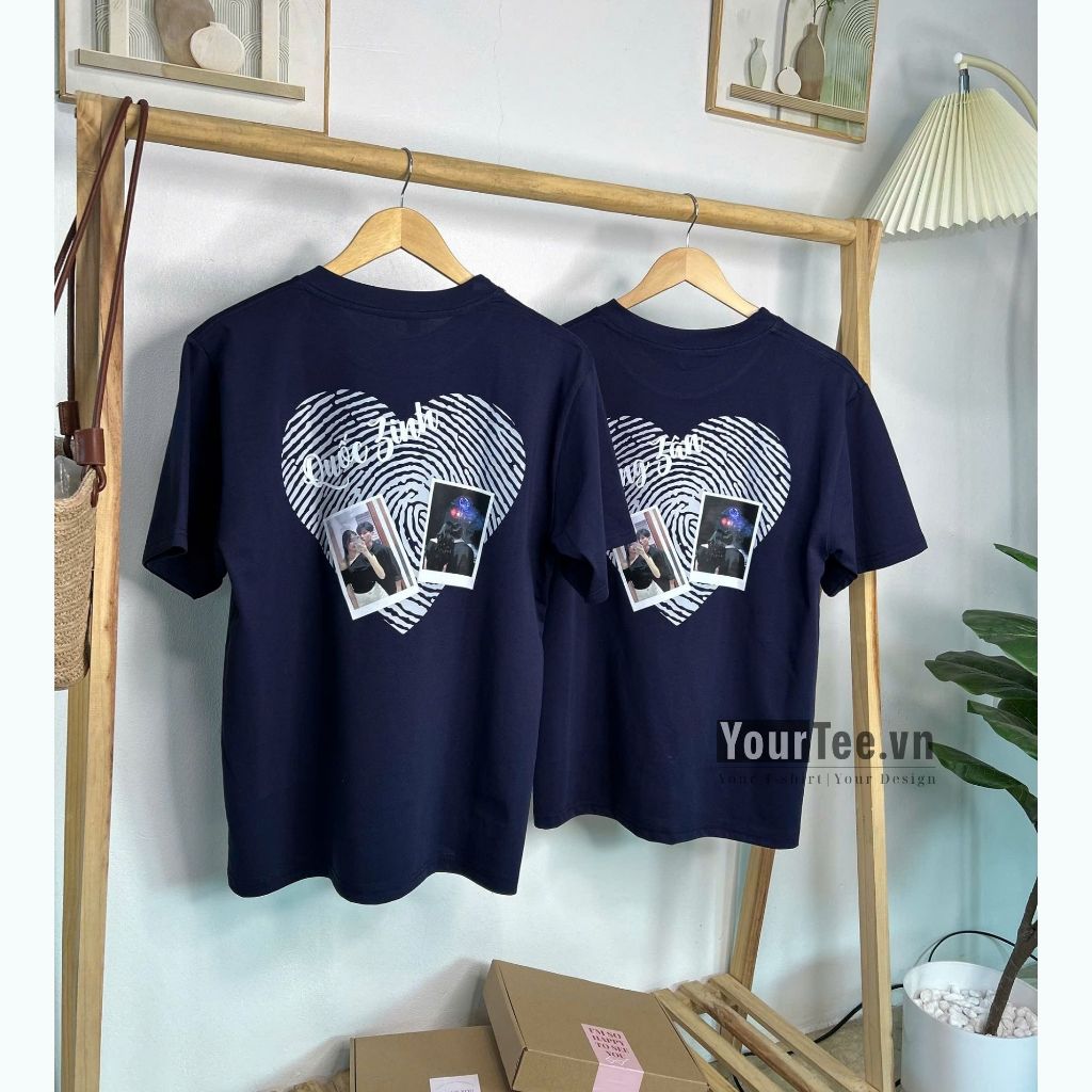 [ÁO THUN UNISEX VÂN TAY] Áo Thun Form Rộng In Ảnh và Tên Hình Trái Tim Cotton 100% 250gsm + CÓ HỘP