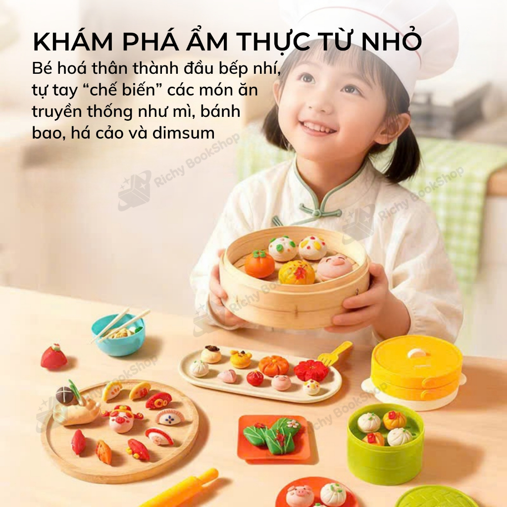 Đồ chơi nấu ăn làm bánh mini cho bé gái, bé trai bằng đất nặn Mideer Mellow Dough kèm khuôn làm bánh