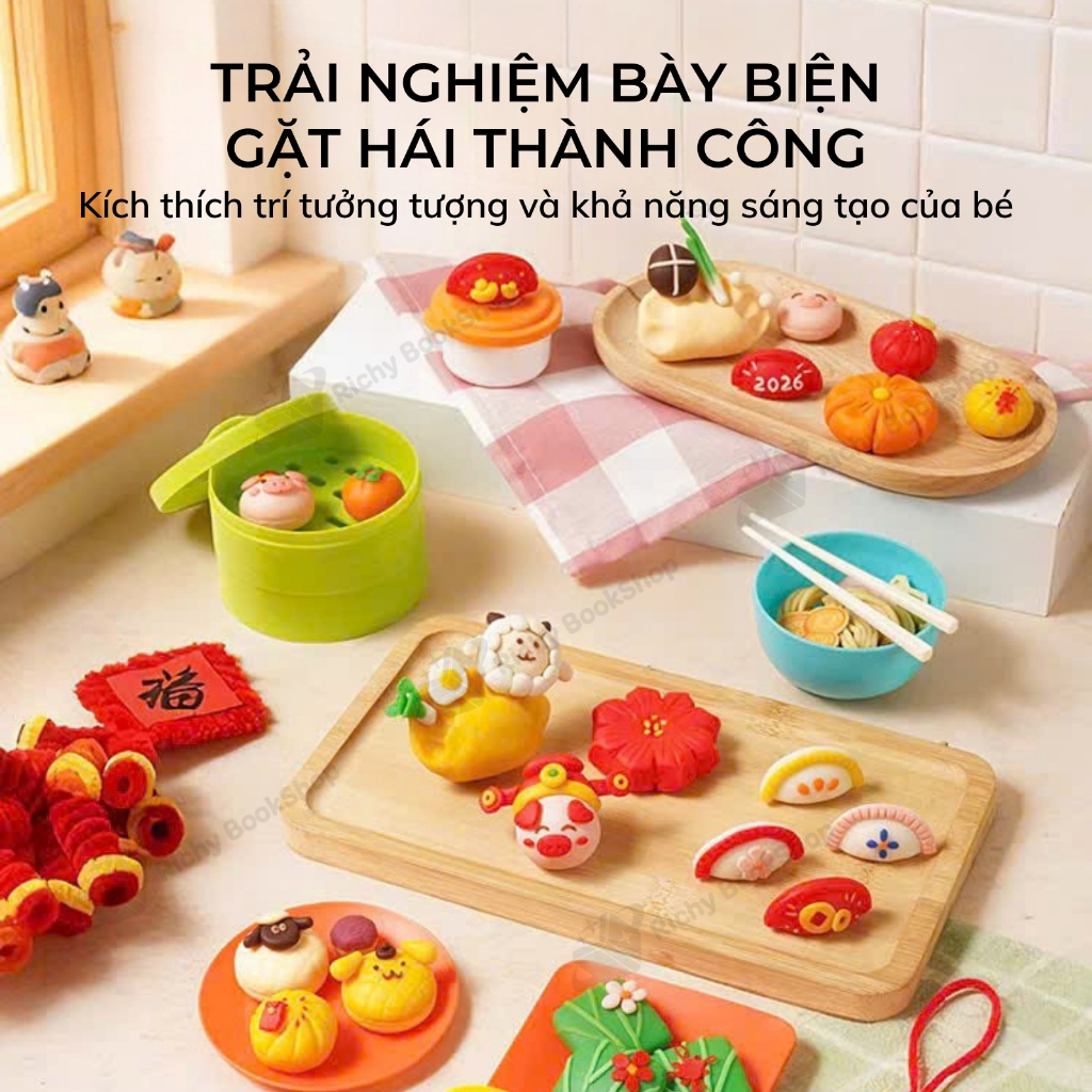 Đồ chơi nấu ăn làm bánh mini cho bé gái, bé trai bằng đất nặn Mideer Mellow Dough kèm khuôn làm bánh