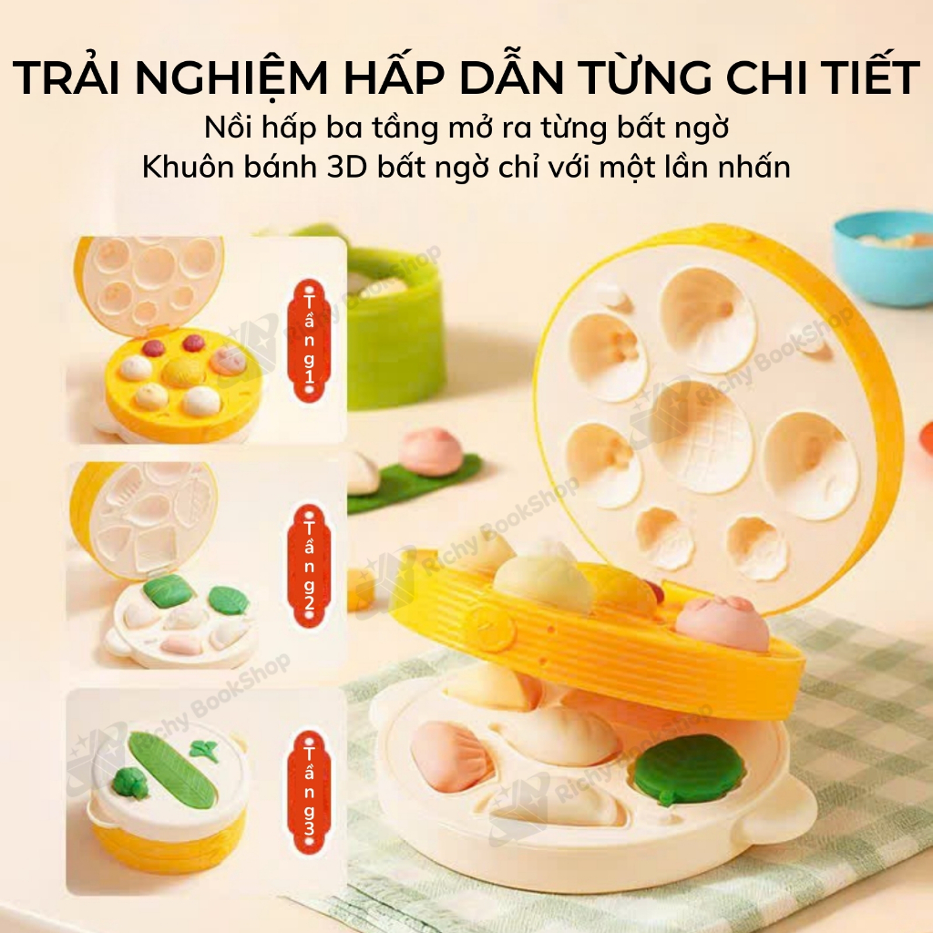 Đồ chơi nấu ăn làm bánh mini cho bé gái, bé trai bằng đất nặn Mideer Mellow Dough kèm khuôn làm bánh