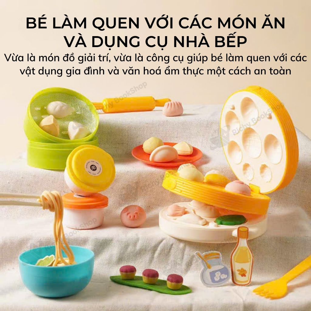 Đồ chơi nấu ăn làm bánh mini cho bé gái, bé trai bằng đất nặn Mideer Mellow Dough kèm khuôn làm bánh
