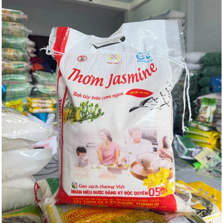 Gạo Thơm Jasmine 5kg - Gạo Thơm Dẻo Vừa Tự Nhiên Dễ Ăn Cho Mọi Bữa Cơm Gia Đình
