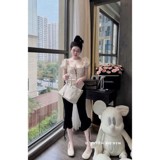 SET ÁO CHẤM BI TAY BỒNG MIX QUẦN NGỐ HOT HIT