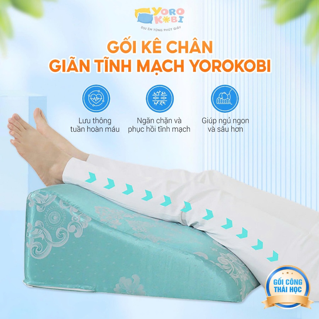 Gối Kê Chân Giãn Tĩnh Mạch Yorokobi Cao 22cm&25cm&28cm – Gối Gác Chân Giảm Phù Nề, Tê Bì, Chuột Rút