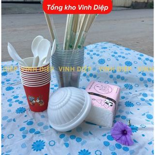 Combo du lịch camping, Cốc Bát Đũa Thìa dùng 1 lần đi picnic, giã ngoại, cắm trại ,bộ đồ 1 lần