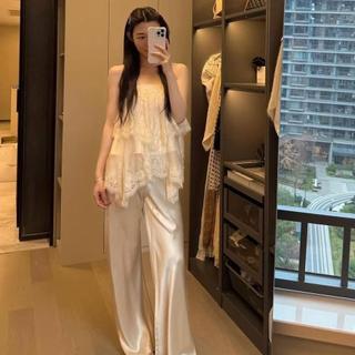Set có quần  Áo Voan Tơ Ánh Kim Phối Ren Bèo Nhiều Tầng Form Áo Maxi  Phong Cách Biển S165-Q